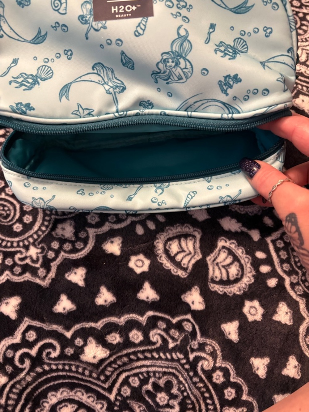 Ariel Print Light Teal Cosmetic Bag - Picture 3 of 3